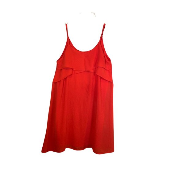 Lulus Into The Tropics Red Shift Dress With Ruffle Detail Spaghetti Straps Sz M - Picture 4 of 11